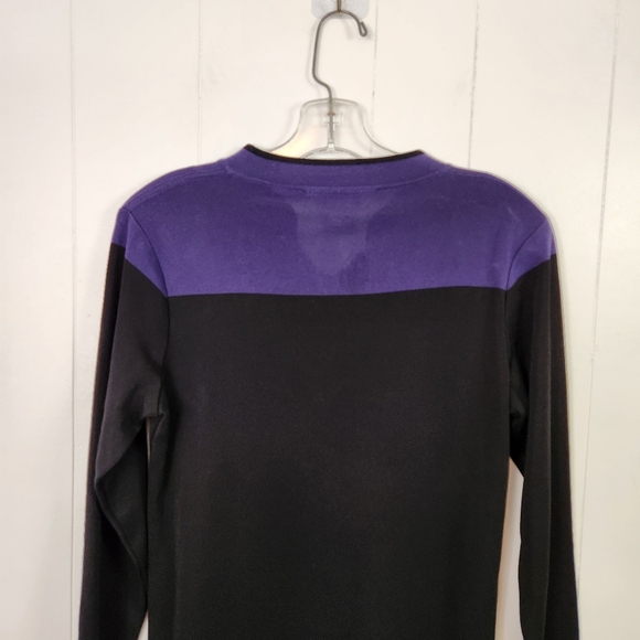 Exclusively Misook Sweater Womens Small Black Purple V-Neck Long Sleeve Knit - Picture 8 of 10
